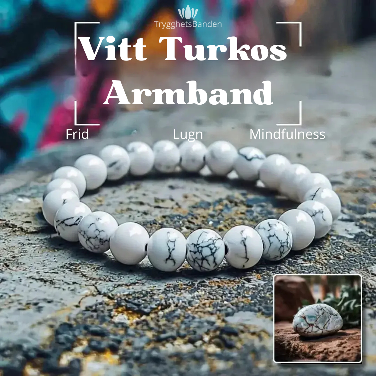Vitt Turkos Armband